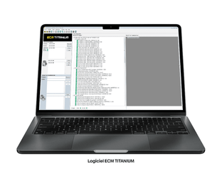 Ordinateur portable affichant l interface du logiciel de reprogrammation moteur ECM Titanium