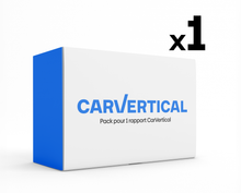 Boîte blanche et bleue représentant un pack pour 1 rapport de diagnostic historique CarVertical