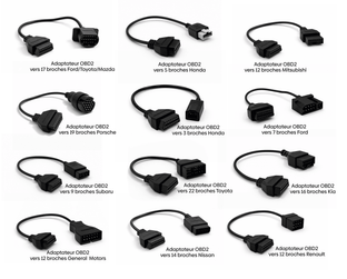 Ensemble de 12 adaptateurs OBD2 pour diagnostic automobile multimarque iCarsoft
