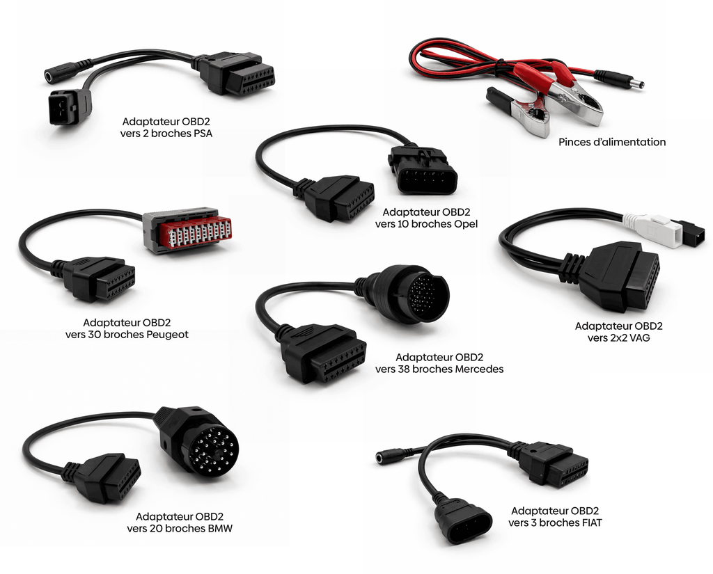 Kit de 8 adaptateurs de diagnostic OBD2 pour anciennes voitures de différentes marques