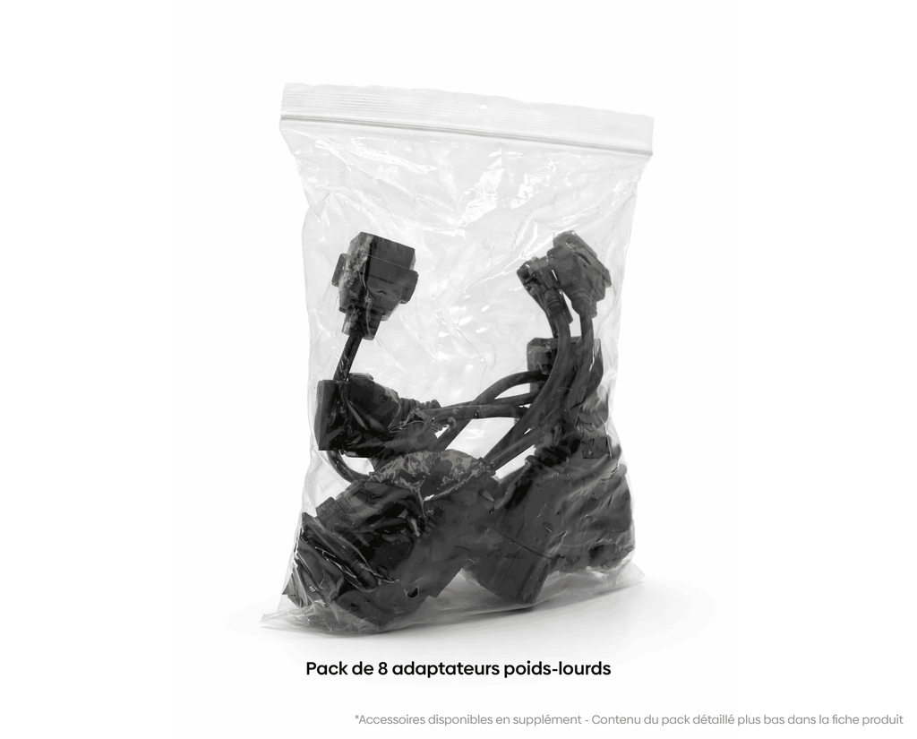 Sachet scellé contenant le pack de 8 adaptateurs de diagnostic pour camions et poids lourds