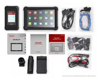 Pack complet de la valise de diagnostic multi-marque iCarsoft CR Ultra P avec tous ses accessoires
