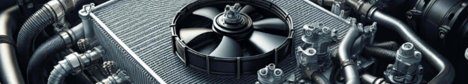 Gros plan sur un radiateur de voiture avec son ventilateur de refroidissement
