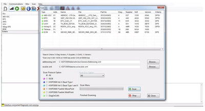 Interface du logiciel de diagnostic auto Renolink affichant les calculateurs de vehicules Renault