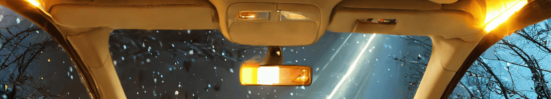 Eclairage du plafonnier et retroviseur interieur d une voiture de nuit