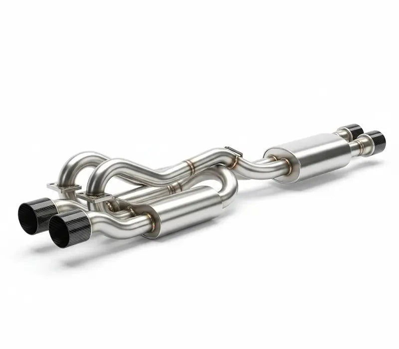Ligne de systeme echappement sport en acier inoxydable avec embouts carbone