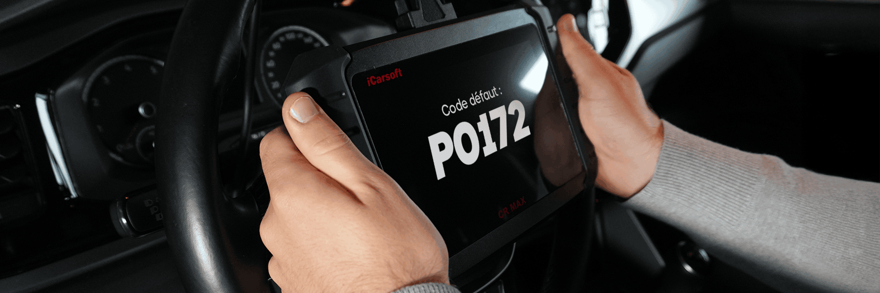 Diagnostic d une anomalie moteur avec le code defaut P0172 sur l ecran d une valise iCarsoft CR Max