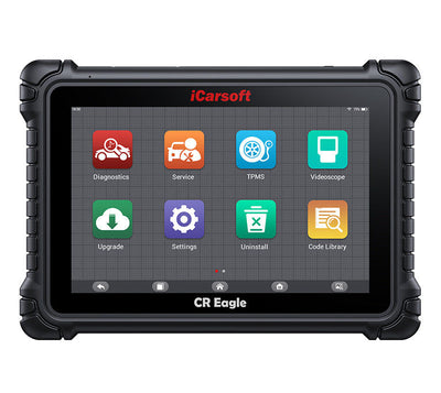 Tablette de diagnostic automobile multimarque iCarsoft CR Eagle affichant ses fonctions