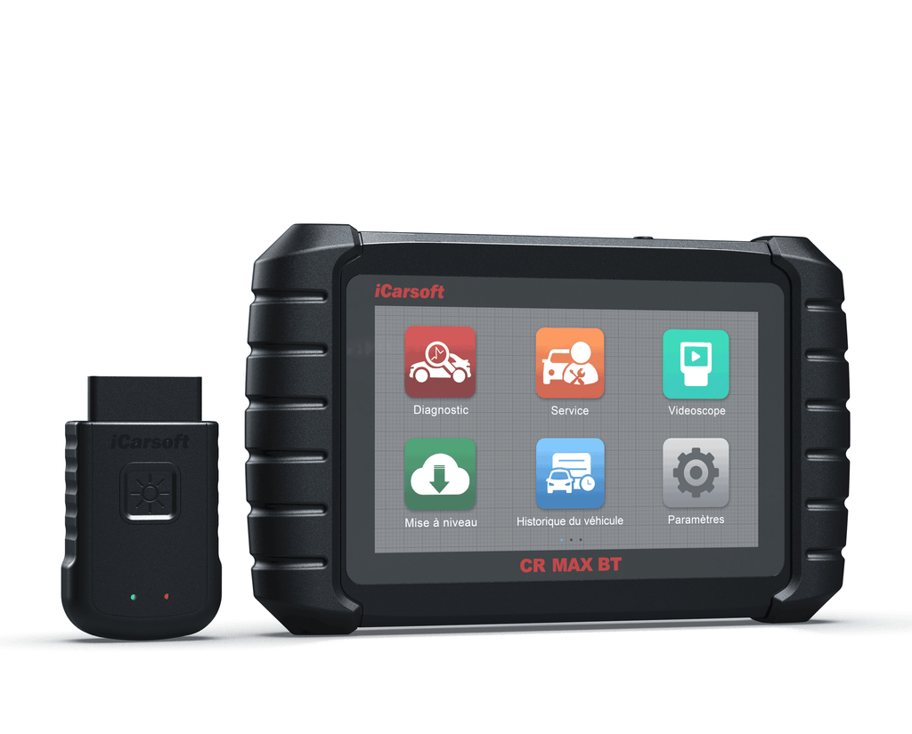 Valise de diagnostic multimarques iCarsoft CR Max BT avec sa prise OBD2 sans fil