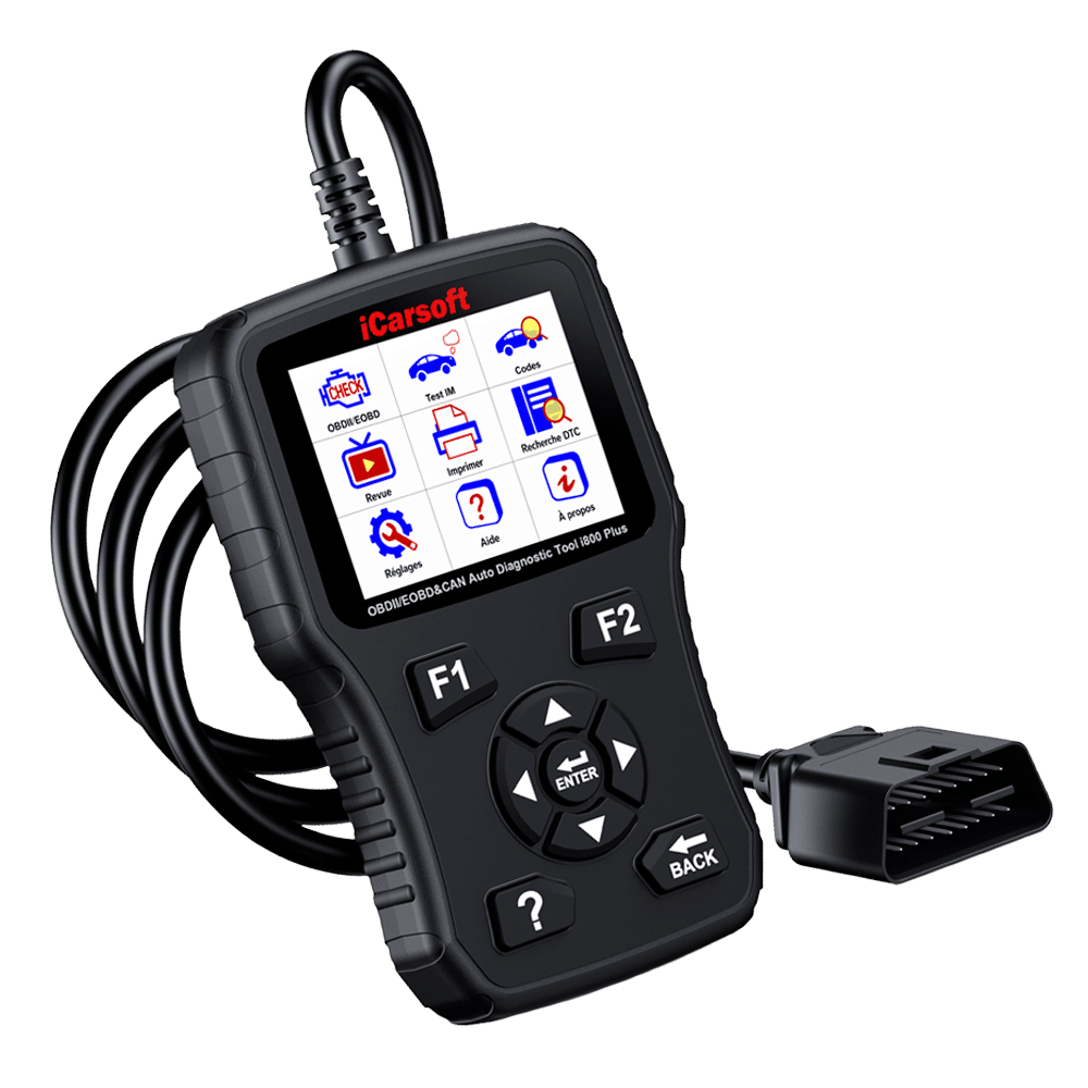 Valise de diagnostic auto multimarque iCarsoft i800 Plus avec son câble OBD2
